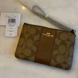 Coach Signature Brown Wristlet